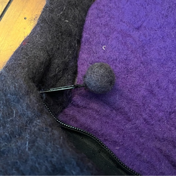 VTG Rising Tide Boiled Felted Wool Purse/Handbag Hand Made In Nepal Boho Flowers - Picture 8 of 11